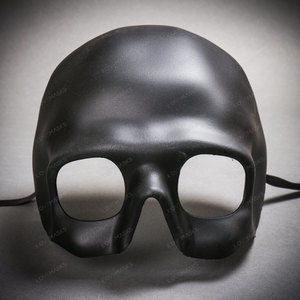 Halloween Skull Half Face Mask Masquerade Day of the Dead - Black